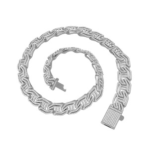 สร้อยคอแฟชั่นดีไซน์ฮิปฮอปแบบใหม่ปี 2026 ลายเรขาคณิตแบบ Cuban Link ชุบทองและเงิน - Product Image 6