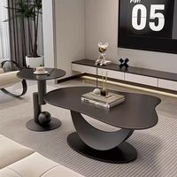 Juego de Mesa de Centro Stone Moon, Estilo Moderno y Minimalista de Lujo Ligero, para Sala de Estar, Apartamento Pequeño, Mesa de Té Ovalada Creativa de Estilo Nórdico