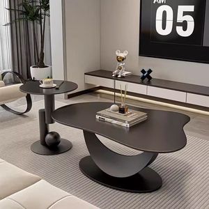 Set <span class=keywords><strong>di</strong></span> Tavolini da Caffè Stone Moon, Stile <span class=keywords><strong>Moderno</strong></span> Minimalista <span class=keywords><strong>di</strong></span> Lusso, per Soggiorno Nordico, Appartamento Piccolo, Tavolino da Tè Ovale Creativo - Product Image 2