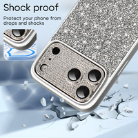 Coque de téléphone personnalisable de luxe électroplaquée avec diamants tendance pour iPhone 17 Pro Max 16 15 Pro Max 14 13