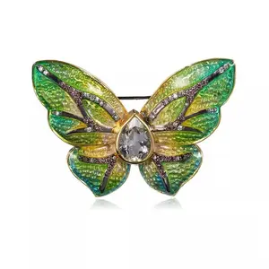 Butterfly Gold Plated 925 Sterling Silver Animal Brooch