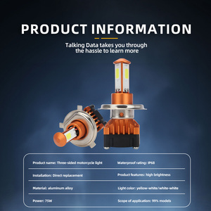 Ba bên H4 <span class=keywords><strong>led</strong></span> xe máy Đèn pha cao thấp chùm trắng vàng kép màu siêu sáng lái xe ánh sáng tự động phụ kiện xe hơi - Product Image 6