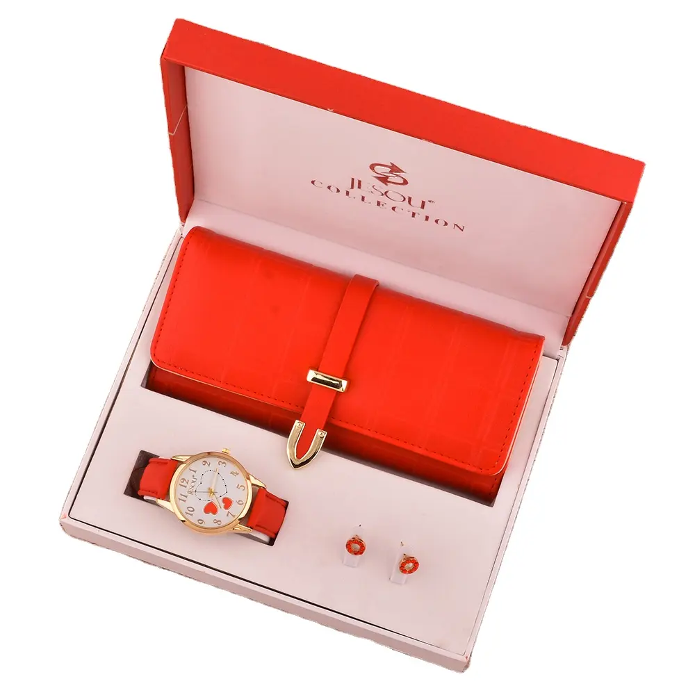 Stylish versatile wallet watch ear stud cover box with exquisite gift box 3-piece set ladies gift set