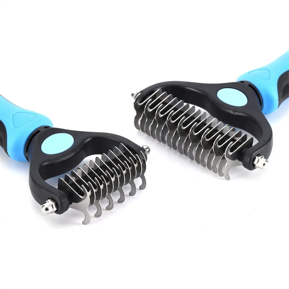 Factory Supplier Pet Grooming Wide Brush Double Sided Shedding Dematting Undercoat Rake Comb Sustainable Grooming Tools 3-7 Days