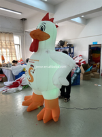 Bande dessinée gonflable de poulet d'éclairage géant extérieur avec le logo fait sur commande pour la publicité de marque