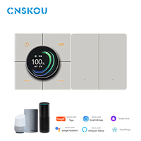 CNSKOU EU UK Nouveau bouton tuya commande de commutateur d'application mobile et interrupteur de gradation de contrôle d'écran 2 relais de gang interrupteur d'éclairage intelligent