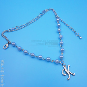 Collar de Perlas con Letra Inglesa en Aleación de Zinc, Joyería de Moda Unisex, Color Níquel Brillante, Hecho en Dongguan - Product Image 3