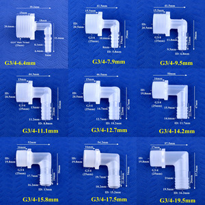 Raccordo a L con filettatura maschio e attacco per tubo flessibile, connettore angolare in plastica PP per tubi aria, olio, acqua e acquari - Product Image 6