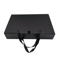 Boîte avec logo personnalisé pliable noir pour vêtements, coffret d'emballage en papier avec logo personnalisé, 50 pièces