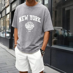 Wholesale Premium Acid Wash T Shirt Custom <b>Logo</b> Heavyweight 300gsm Cotton Oversized Vintage Streetwear Graphic Top - Product Image 5
