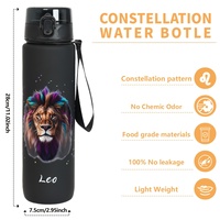 Grote capaciteit 1000ml direct drinkbare herbruikbare plastic waterfles met thee-infuser, lekvrij, UV-print, sterrenbeelddesign