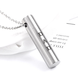 Collier pendentif personnalisé en acier inoxydable pour cendres, capsule funéraire commémorative, chaîne vintage en argent - Product Image 5
