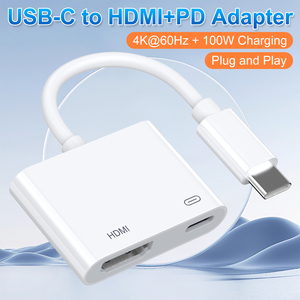 Adaptateur <span class=keywords><strong>USB</strong></span> <span class=keywords><strong>C</strong></span> <span class=keywords><strong>2</strong></span> ports vers HDTV, convertisseur Type-<span class=keywords><strong>C</strong></span> <span class=keywords><strong>2</strong></span>-en-1 avec sortie HDTV 4K 60Hz et charge PD 100W - Product Image 5
