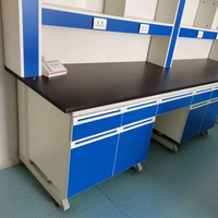 Banc de laboratoire en acier robuste, banc de travail modulaire avec étagère à réactifs pour laboratoire de chimie