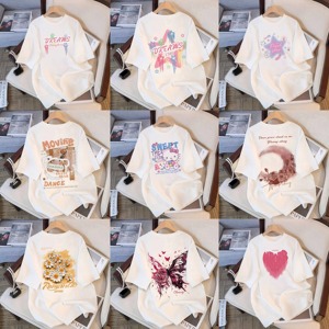 Camiseta de Mujer con Dibujos Animados, Cuello Redondo, Manga Corta, Verano, Venta al por Mayor, Precios Bajos - Product Image 5