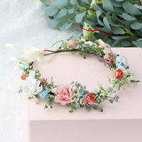 Serre-tête Couronne de Roses en Papier en Gros d'Usine, Guirlande de Fleurs Artificielles Colorées pour Femmes, Accessoire Cheveux pour Fêtes et Cérémonies