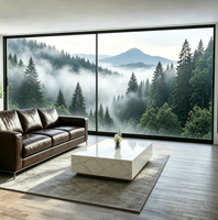Fenêtres coulissantes en aluminium ultra-étroites à double vitrage, robustes et résistantes au vent, pour villa avec vue sur la montagne