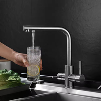 Robinet de cuisine moderne FEIDU à double poignée, mitigeur eau chaude et froide, montage monotrou sur plan, finition brossée pour évier de cuisine