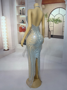Novance Y4838 Abiti <span class=keywords><strong>Sexy</strong></span> da Donna in <span class=keywords><strong>Rete</strong></span> con Strass per Feste e Club Abiti da Compleanno di Design Cinese - Product Image 5