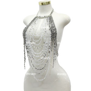 เสื้อครอปท็อปประดับลูกปัดคริสตัลแบบใหม่ ดีไซน์นางเงือก สำหรับผู้หญิง สไตล์แซมบ้า วาเลนไทน์ คาร์นิวัล - Product Image 6
