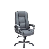 Chaise de bureau ergonomique contemporaine confortable en cuir, réglable en hauteur, pivotante, avec cadre métallique, accoudoirs fixes et dossier solide pour