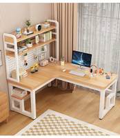 Bureau d'ordinateur durable pour salon avec étagère en forme de L, hauteur réglable, design moderne