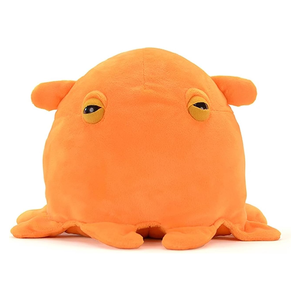 Coussin <span class=keywords><strong>peluche</strong></span> anti-stress en forme de <span class=keywords><strong>pieuvre</strong></span> orange douce et amusante, corps rond à tentacules courts, 11 pouces, pour câlins et soulagement de l'anxiété - Product Image 2
