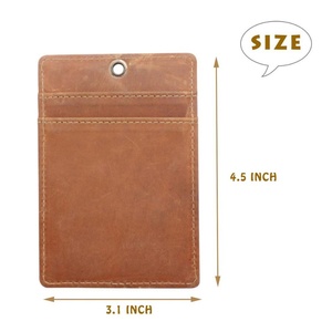 Porta Tarjetas de Identificación Boshiho RTS de Cuero Genuino Crazy Horse, Horizontal, Retráctil, con Cordón - Product Image 4