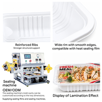 Wegwerp witte PP voedseltray, blisterverpakt, magnetronbestendig, food grade, geschikt voor vlees, groenten, fruit, supermarkt, catering, groothandel