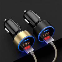 Offre Spéciale 3.1A double chargeur de voiture USB 2 ports affichage LED prise allume-cigare Mini chargeur de voiture adaptateurs pour iPhone Samsung