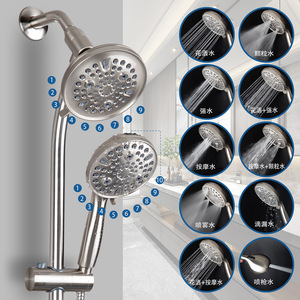 Shower Set With Riser Bar And Handheld Showerhead Nickel Plated <b>Brushed</b> Modern Design Easy To Install - Product Image 2