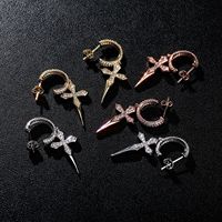 Boucles d'oreilles créoles croisées hip-hop en argent sterling S925, luxe léger, haut de gamme, entièrement serties de zircons, vente en gros YYN pour revendeurs