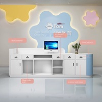 Comptoir de caisse de supermarché moderne et simple, 3 compartiments, modèle 06-Bar, design incurvé, 100x100cm, fabriqué en Chine, 60cm