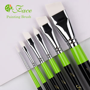 Pinceaux professionnels 6 pièces, manche en bois vert et noir, poils en nylon Taklon blanc, pour <span class=keywords><strong>peinture</strong></span> artistique - Product Image 2