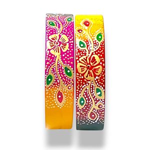 Bracelets Flora Fantasia en laque, bijoux ethniques traditionnels faits à la main pour femmes, pour mariage, festival, soirée et style quotidien. - Product Image 2