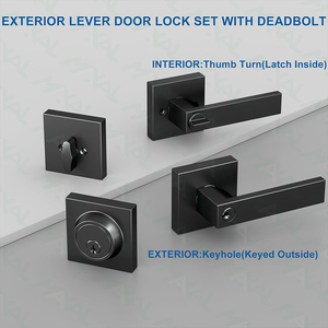 Nhiệm Vụ Nặng Nề Bên Ngoài Vuông Cửa Xử Lý Khóa Combo Combo Vuông Chốt Cửa Nhập Xử Lý Thiết Lập Đòn Bẩy Lối Vào Combo Ổ Khóa - Product Image 3