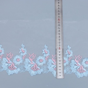 Polyester Lưới Thêu Ribbon Ren Vải Cho Quần Áo Phụ Kiện 20Cm Rộng Wedding Ren Trang Trí Trong Kho - Product Image 3