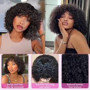 Letsfly Promotion $53 Short for <b>Pixie</b> Curl <b>Wig</b> 250gram 14 Inch Bob <b>Wig</b> with Bangs Fringe Featuring Remy Brazilian - Product Image 5