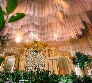 Moka pour rideaux de plafond en fil double couche et décoration de rideaux pour décorations de mariage et de fête romantiques <span class=keywords><strong>Origine</strong></span> Chine - Product Image 5