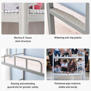 モダンなダブルデッカー金属製ベッド鉄管付き最新デザイン寝室病院用ロフト学校寮用家具 - Product Image 5