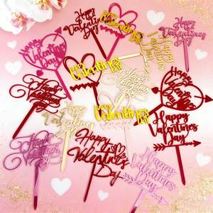 Decoración de Pastel Acrílico con Diseño de Corazón para el Día de San Valentín, Adorno para Pastel con Diseño de Feliz Día de San Valentín - Product Image 2