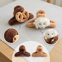 Pince à cheveux personnalisable en forme de donut, motif dessin animé, en peluche coréenne mignonne, faite à la main, de haute qualité pour femme