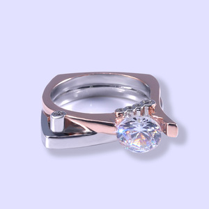 Anello Bicolore per Uomo e Donna, Elegante Stile Western, Accessorio da Dito alla Moda per Feste, Regalo - Product Image 6
