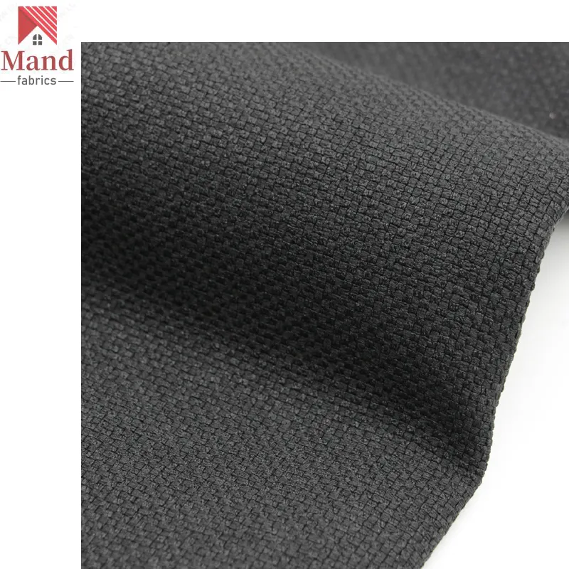 Demande Textile en gros bonne qualité tissu tissé résistant de polyester d'eco ignifuge noir tissu d'ameublement