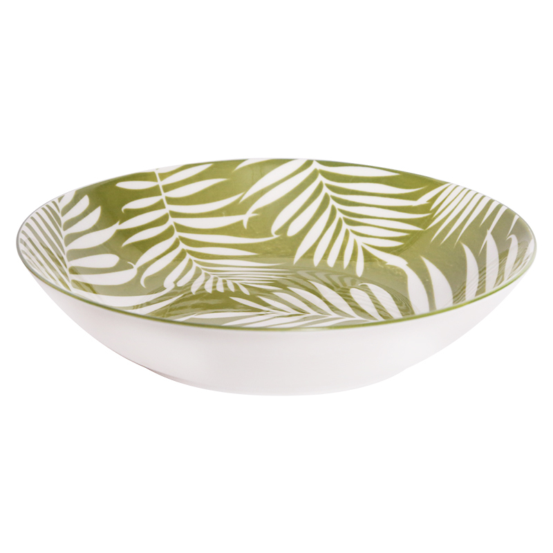 Assiette à soupe de feuilles de jungle verte