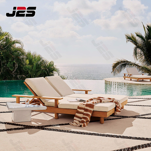 Chaise longue d'extérieur à cadre en teck haut <span class=keywords><strong>de</strong></span> gamme avec dossier réglable et coussins pour la détente à la piscine et à la plage - Product Image 1