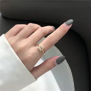 JUHU 2020 Cincin Gaya Barok Aksesori Berlian Fashion Geometris Populer Dapat Diatur