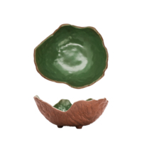 Tazón Verde Daterra de 20 cm y 60 cl, Plato para Servir de Cerámica con Forma de Hoja