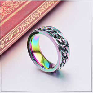 yunnique popular fashionable colored titanium steel chain <b>ring</b> for men, rotating hip-hop style <b>couple</b> <b>ring</b> jewelry - Product Image 2