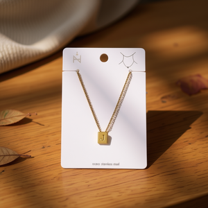 Collier en acier inoxydable avec pendentif lettre Zi J, plaqué or, 12x14cm, minimaliste, unisexe, à porter au quotidien - Product Image 4